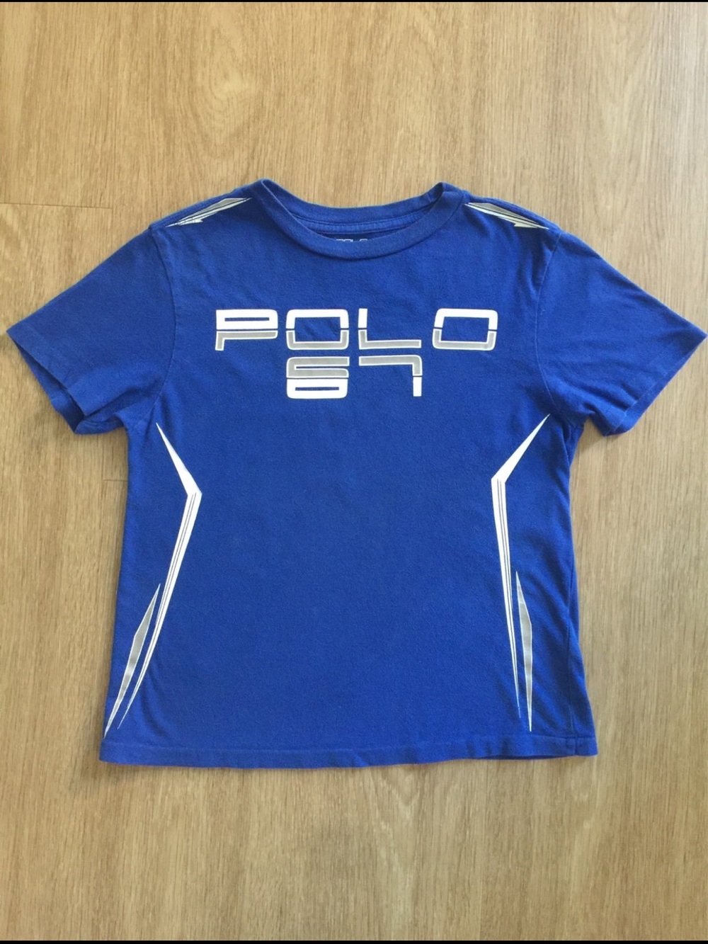 Polo by Ralph Lauren Boys' Blue Short Sleeve Graphic Tee with White Accents - Picture 1 of 3